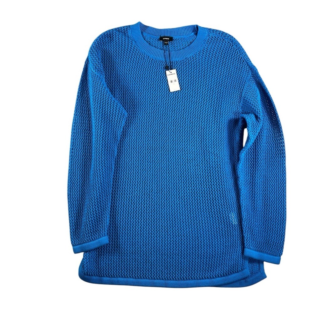 Express Women’s NWT Blue Open Knit‎ Long Sleeve Sweater Size Medium